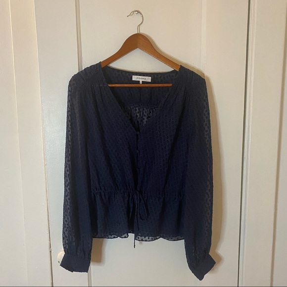Frame sheer navy blue silk blouse - Picture 3 of 4